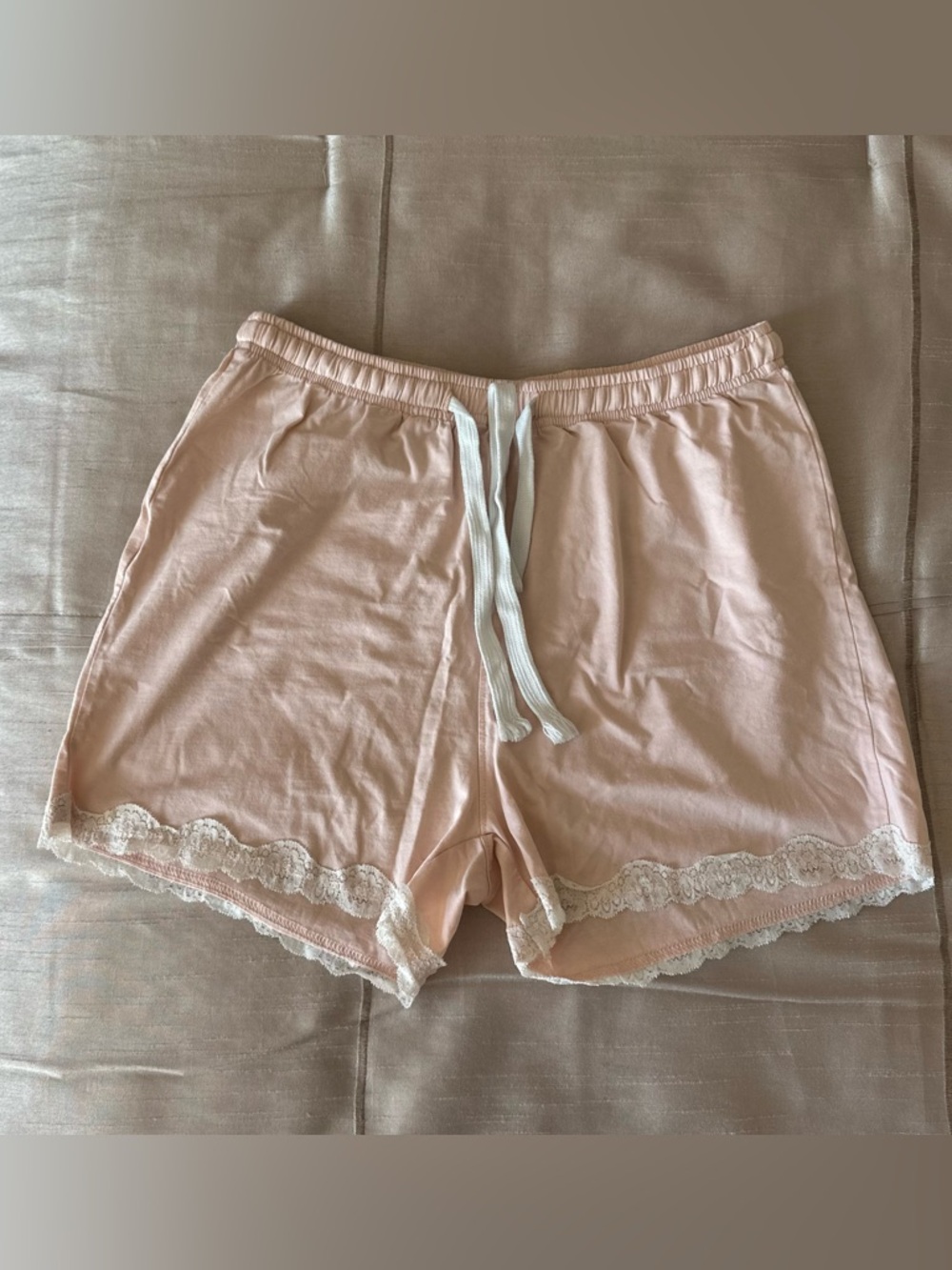 Lace-Trim Pajama Shorts in Blush Pink, NWOT